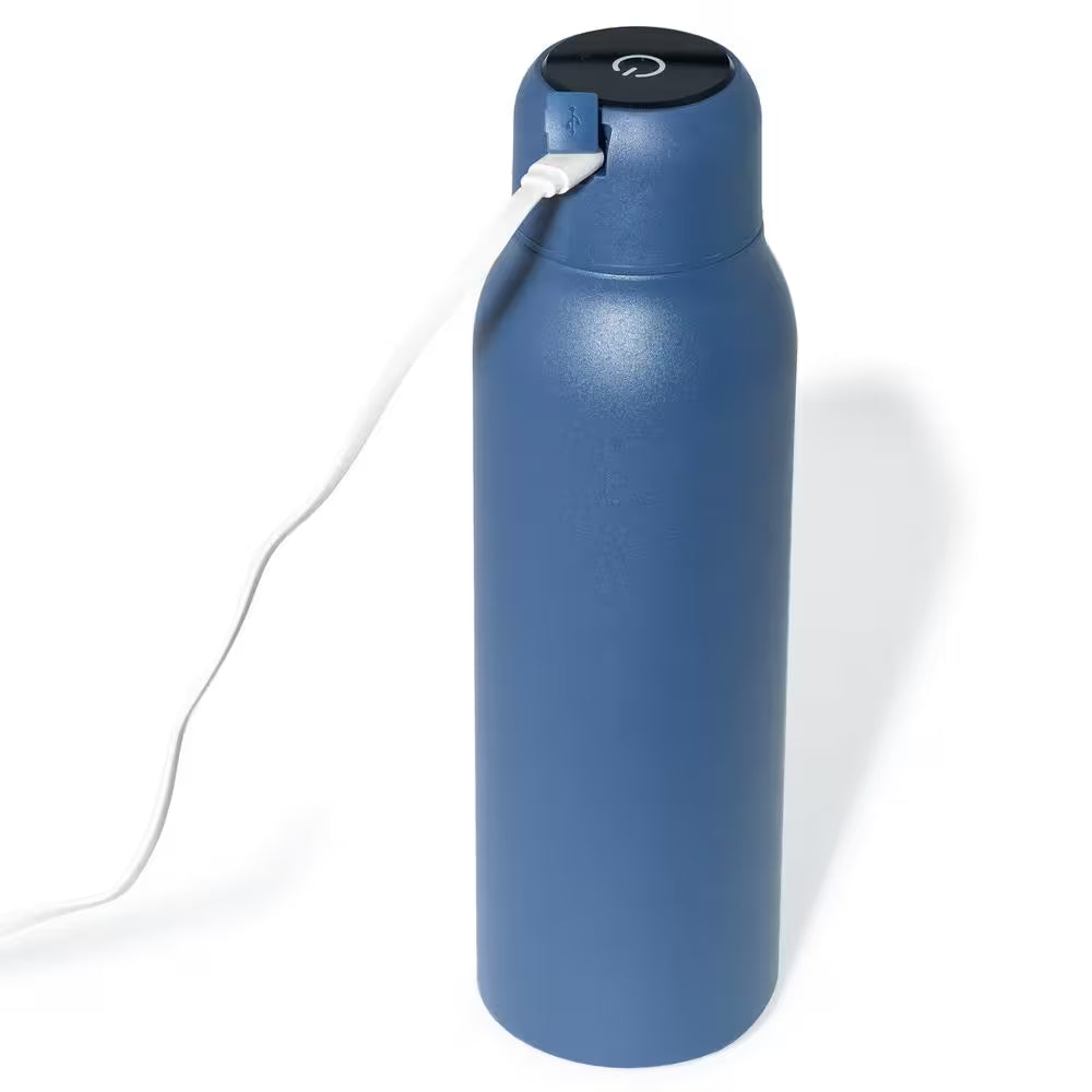 14 Oz. Blue Stainless Steel Insulated Self-Cleaning Water Bottle W/UV Water Purifier