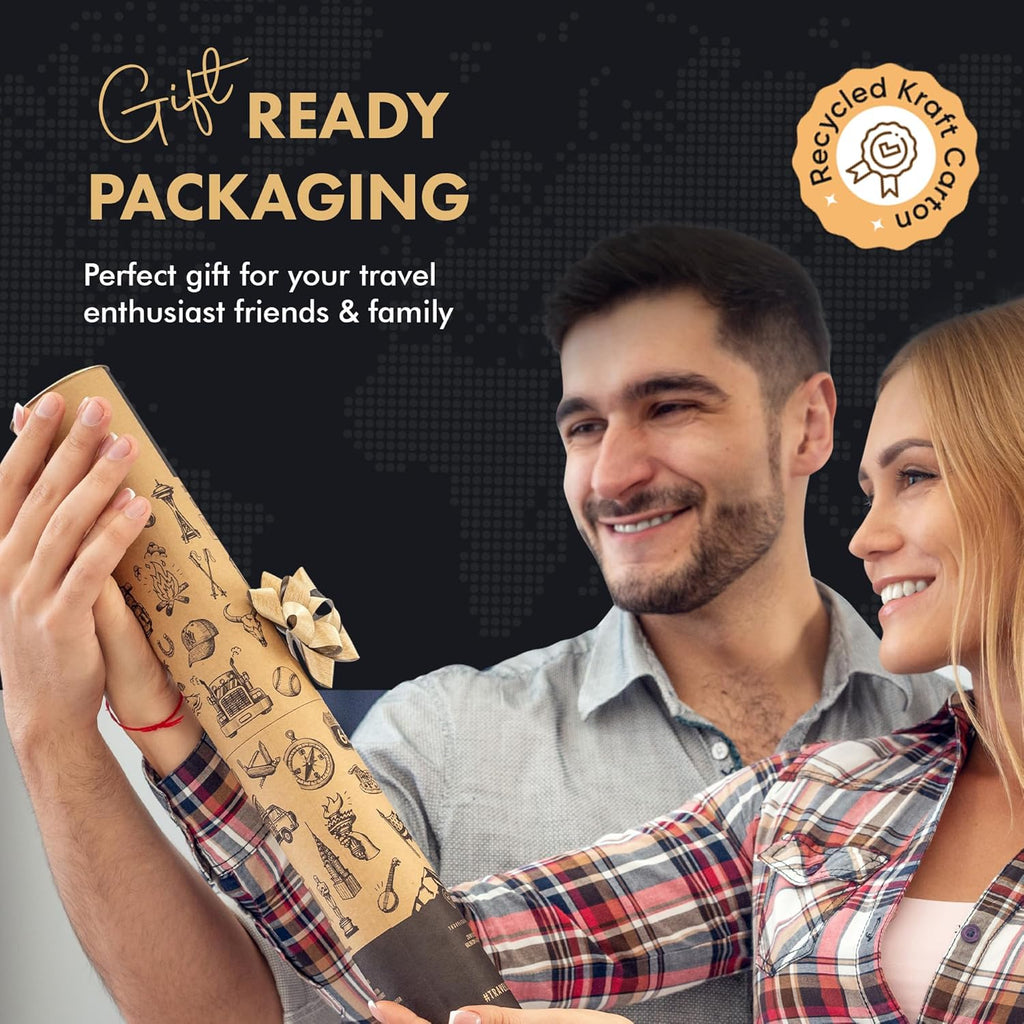 XL Scratch off World Map with 196 Country Flags 36" X 24" Frameable World Map with Vibrant Colors and Premium Gold Coating, Beautiful Scratch Map for Travelers, Black