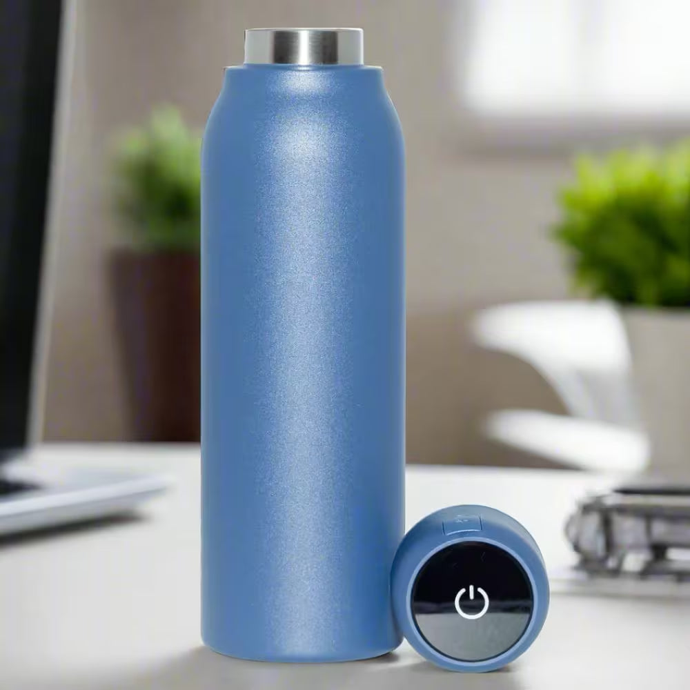 14 Oz. Blue Stainless Steel Insulated Self-Cleaning Water Bottle W/UV Water Purifier