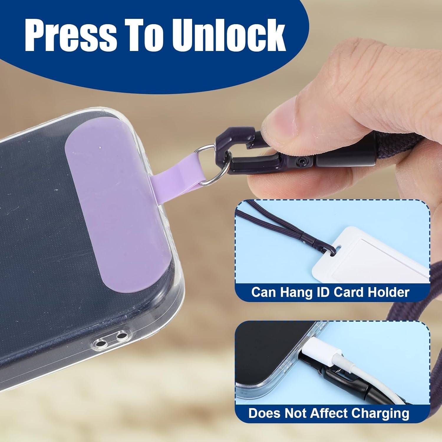 2Pcs Phone Lanyard Wrist Strap, anti Theft Strap with Black,Purple