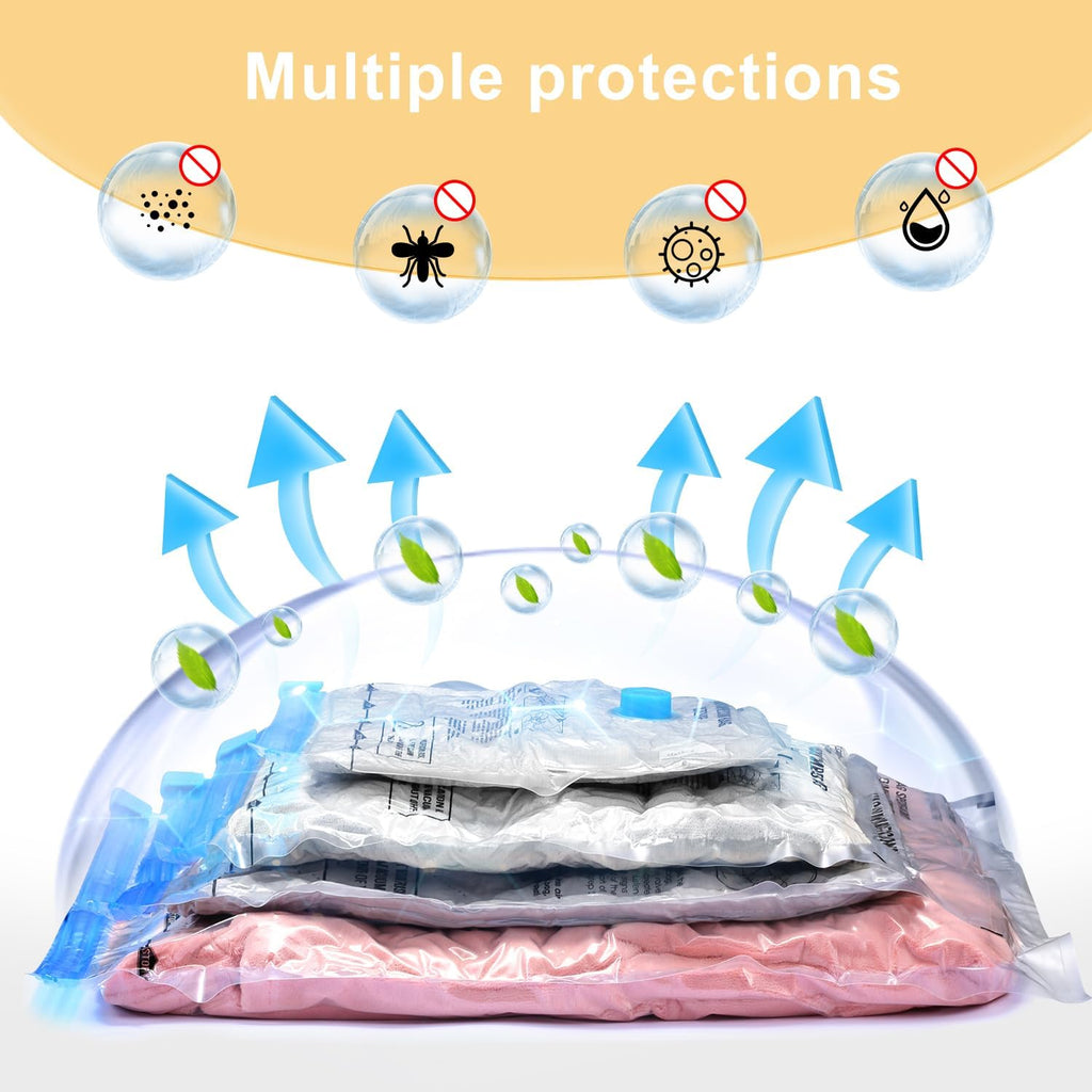 Combo 12 Pack Travel Vacuum Bags with Portable Electric Pump, Space Saver Vacuum Storage Bags for Clothing and Luggage, Travel Essentials