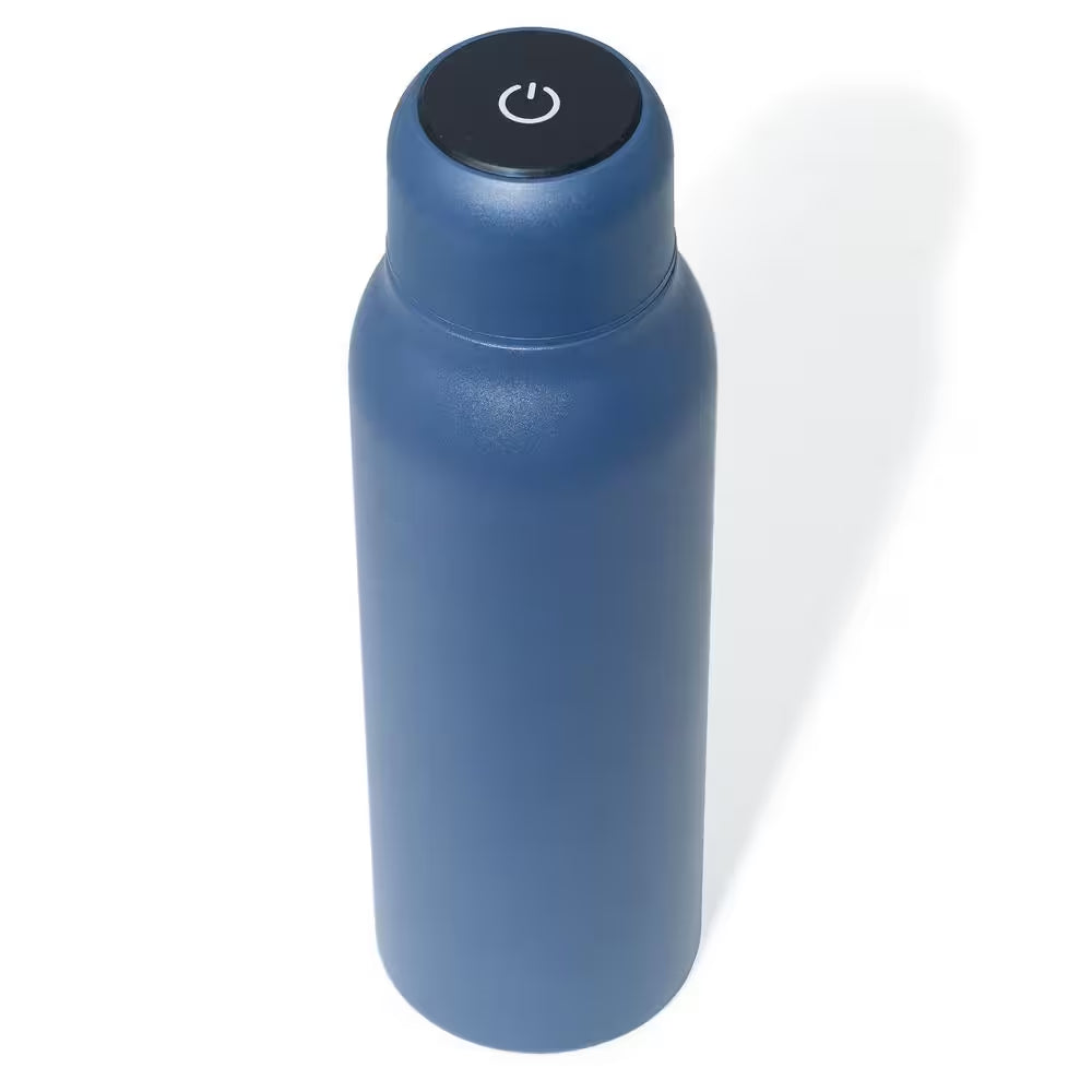14 Oz. Blue Stainless Steel Insulated Self-Cleaning Water Bottle W/UV Water Purifier