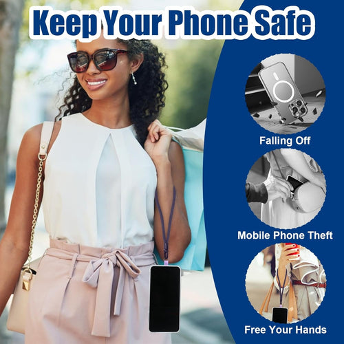 2Pcs Phone Lanyard Wrist Strap, anti Theft Strap with Black,Purple