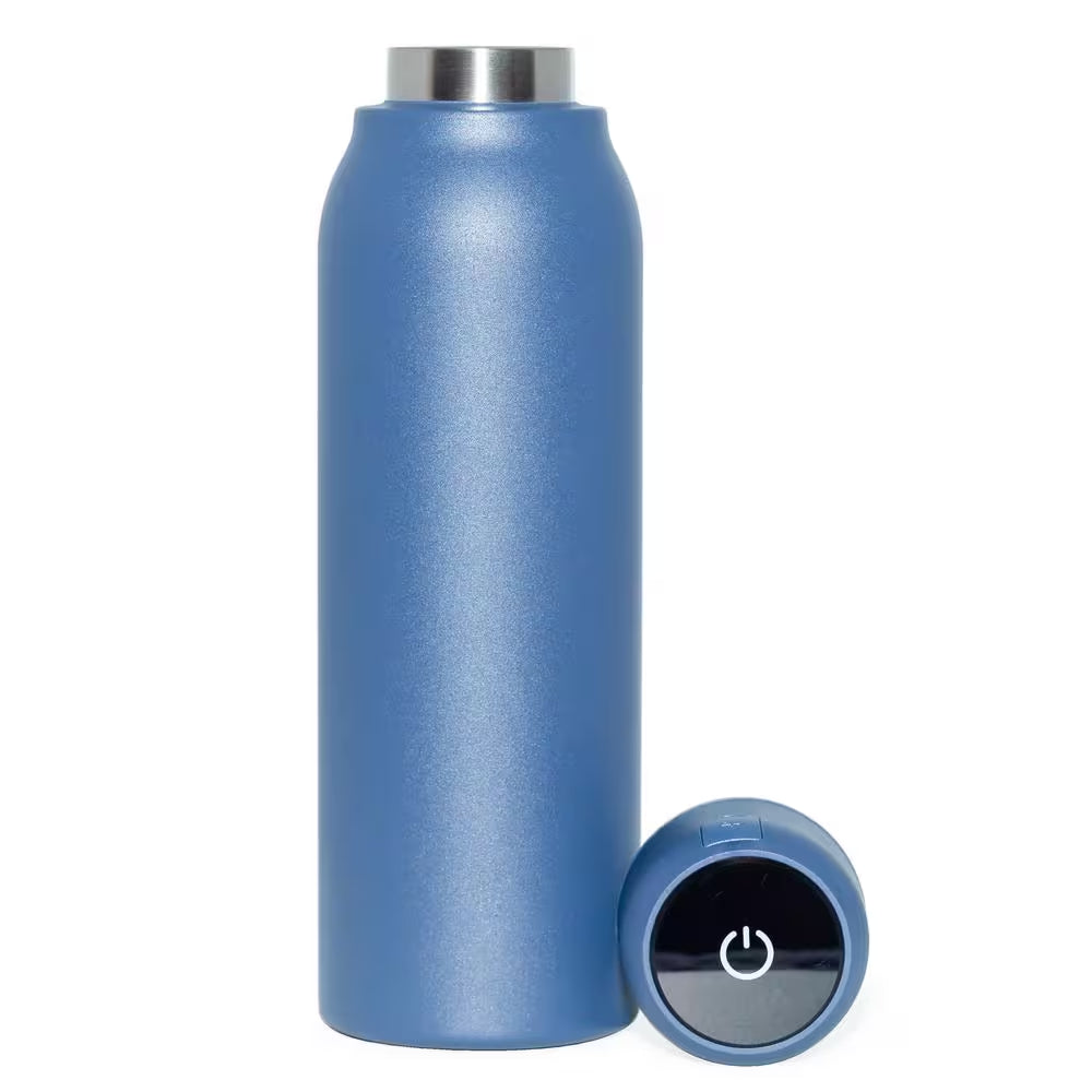 14 Oz. Blue Stainless Steel Insulated Self-Cleaning Water Bottle W/UV Water Purifier