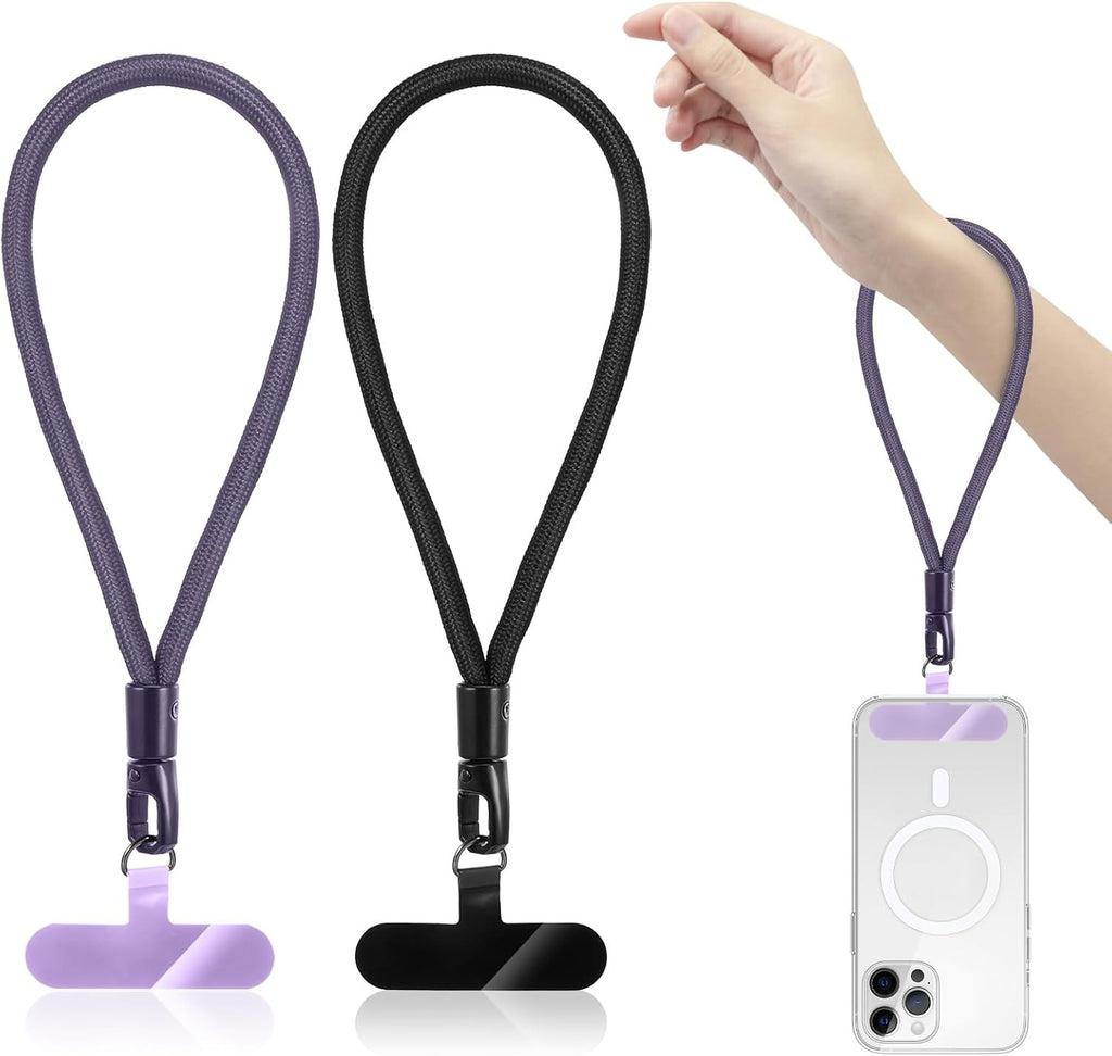 2Pcs Phone Lanyard Wrist Strap, anti Theft Strap with Black,Purple