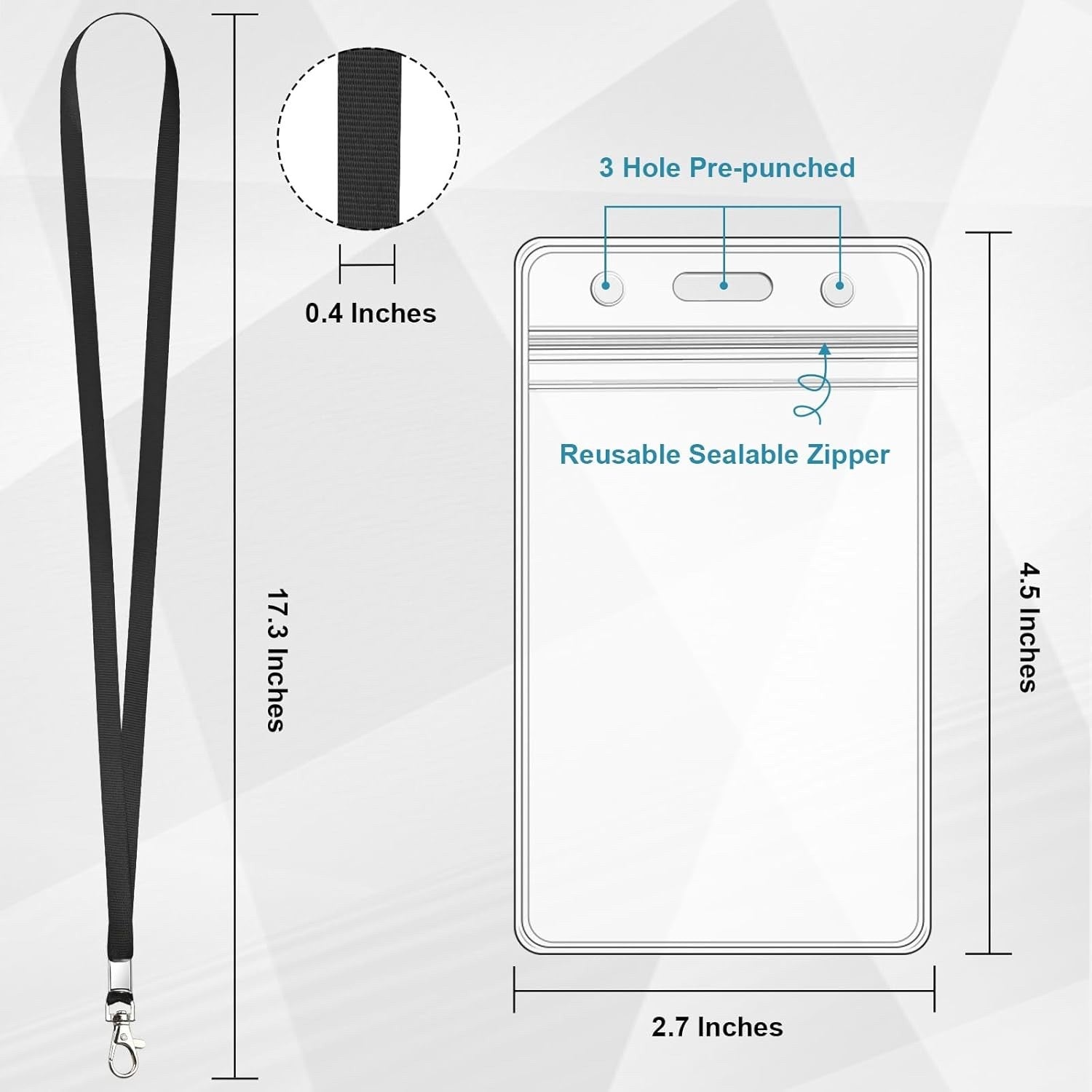Versatile 3 Pack of Clear ID Badge Holders with Stylish Black Lanyards - Perfect for Events and Everyday Use
