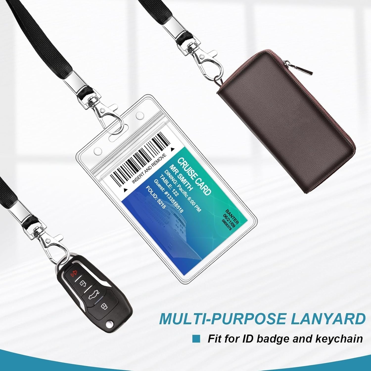 Versatile 3 Pack of Clear ID Badge Holders with Stylish Black Lanyards - Perfect for Events and Everyday Use